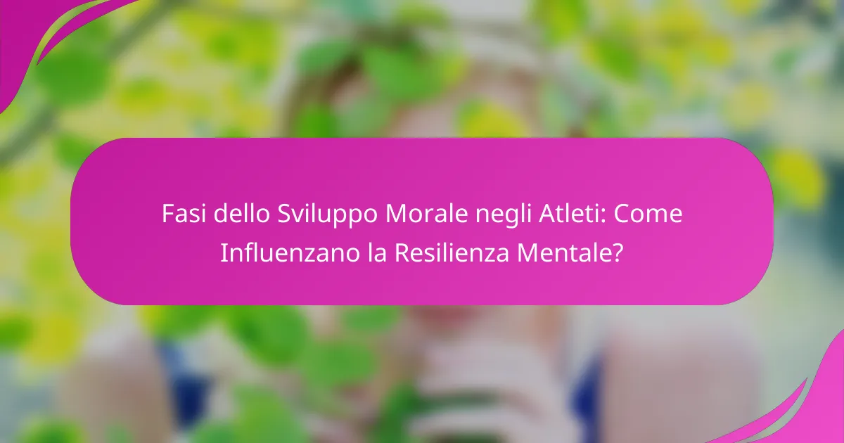 Fasi dello Sviluppo Morale negli Atleti: Come Influenzano la Resilienza Mentale?